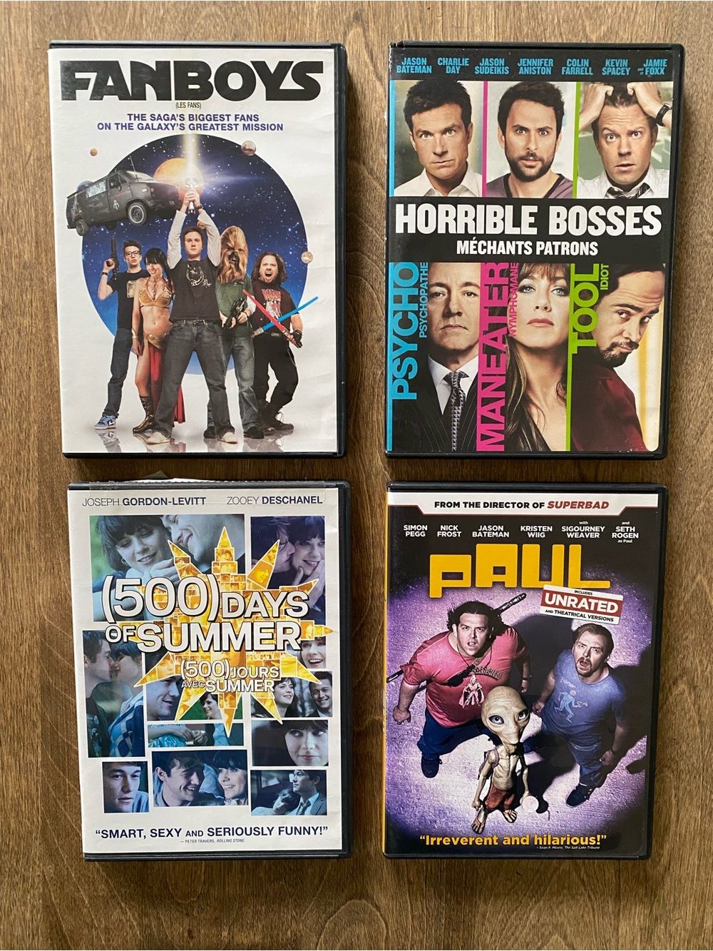 Four Comedy DVD Lot - Fanboys, Horrible Bosses, (500) Days of Summer, Paul